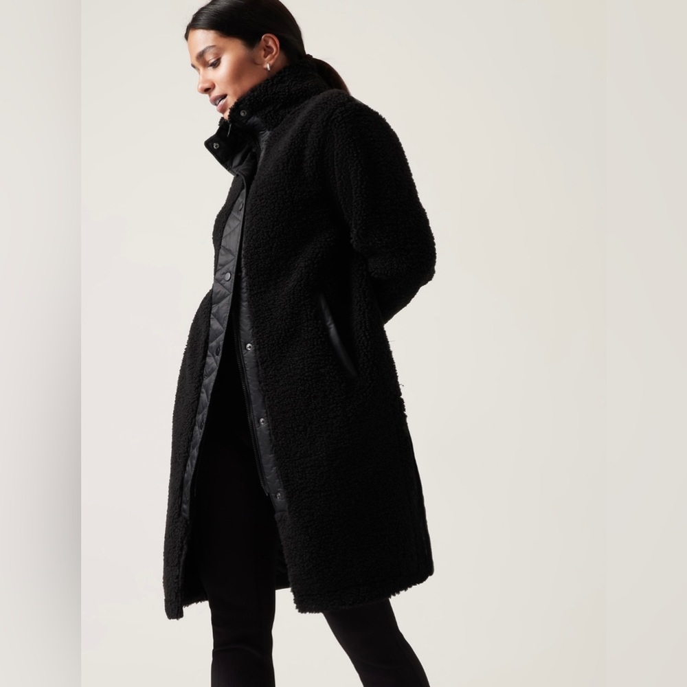 Athleta Cozy Sherpa Coat black size small